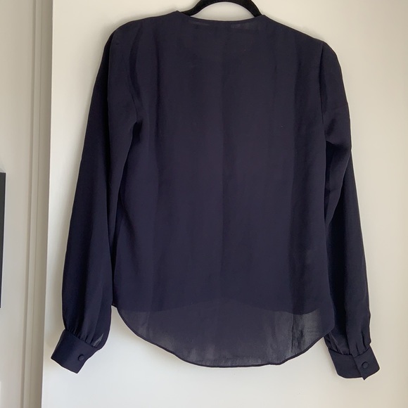 Ann Taylor Navy Blue Sheer Top with Clasp - Picture 3 of 3